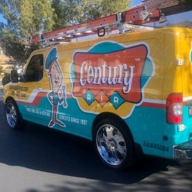 AC repair expert in Century Air Inc shirt at work in Sun City Summerlin